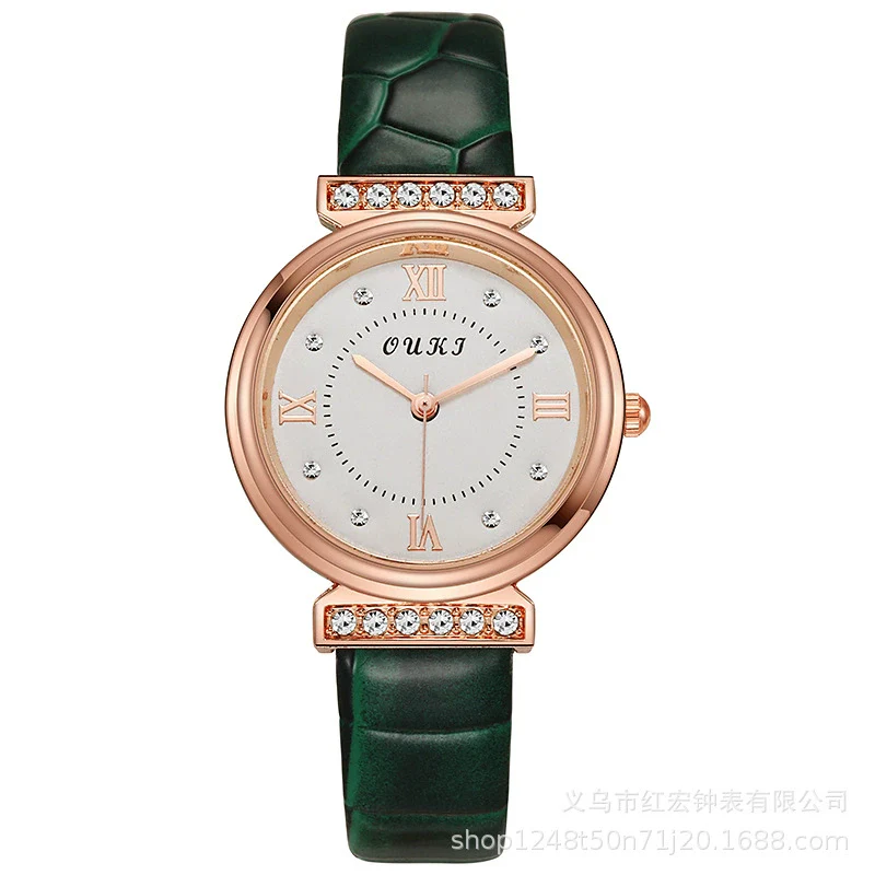 Women's Fashion Waterproof Luxury Leisure Alloy Case Sapphire Crystal Glass Mirror Imitation Leather Strap Round Dial Watch - Image 8