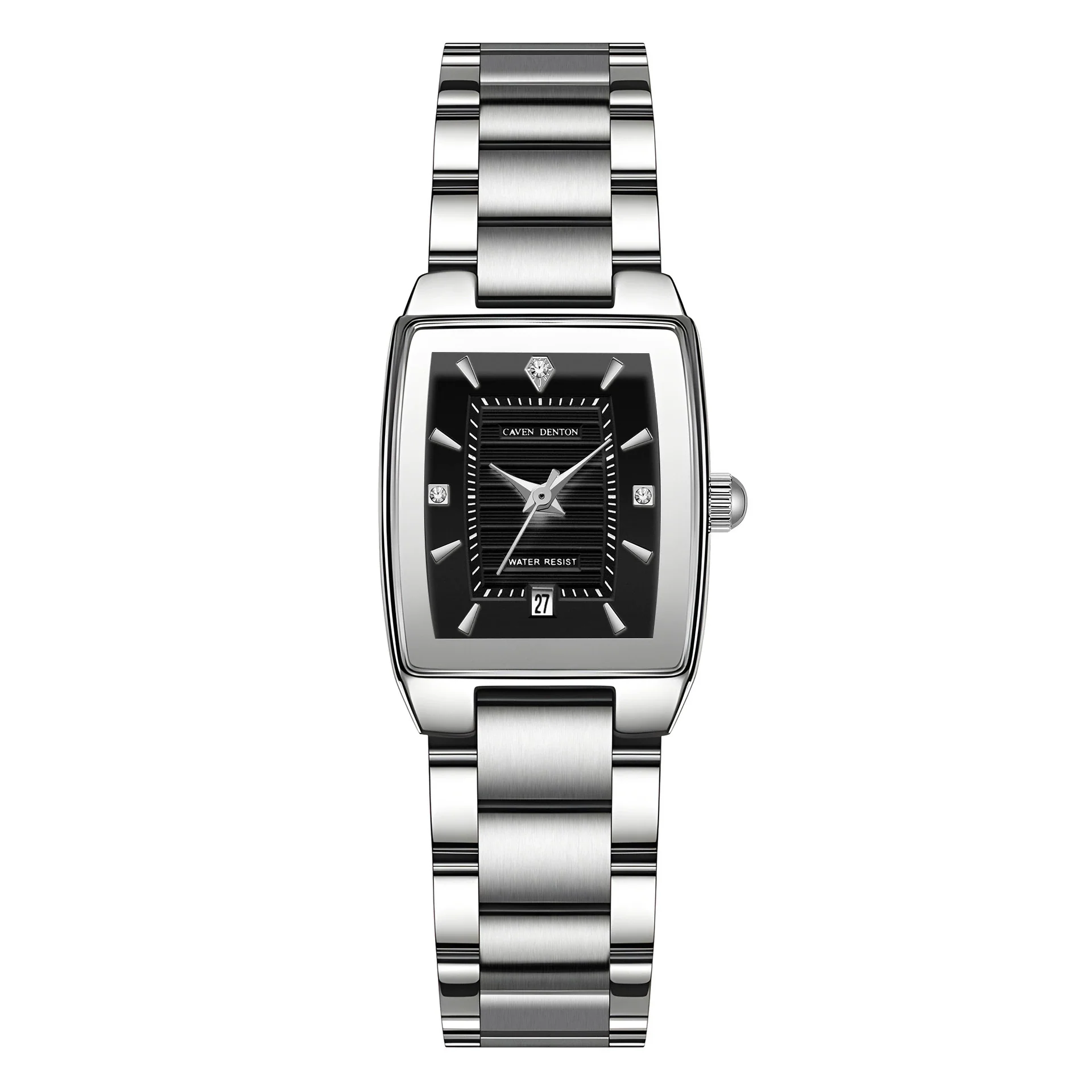 Women's Fashion Waterproof Quartz Watch With Diamond Encrusted Stainless Steel Band And Small Square Dial - Image 6