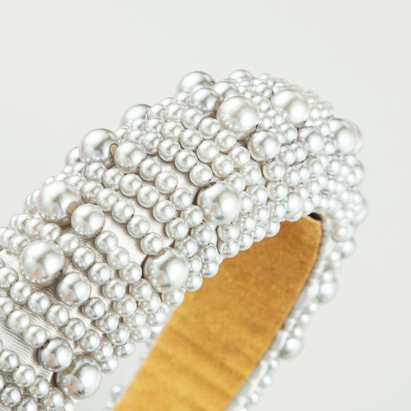 Women's Fashion Widebrimmed Cloth Headband With Pearls - Image 4