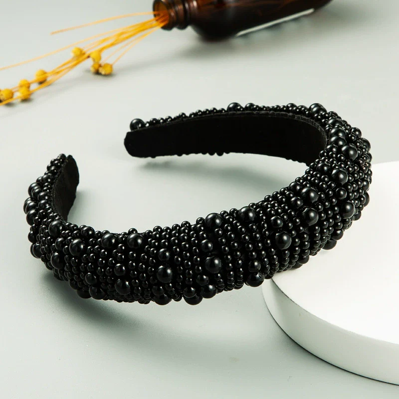 Women's Fashion Widebrimmed Cloth Headband With Pearls - Image 7