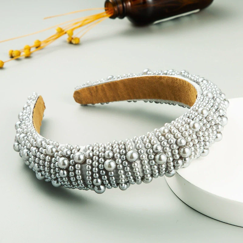 Women's Fashion Widebrimmed Cloth Headband With Pearls - Image 8