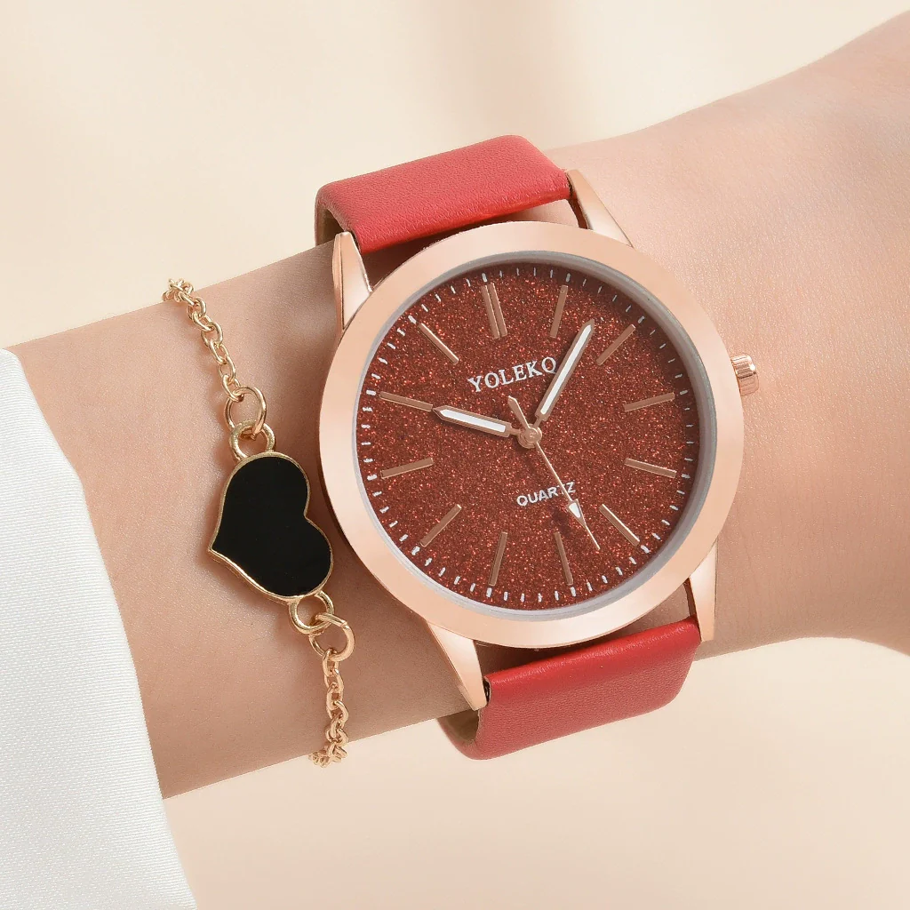 Women's Fashionable Alloy And Textile Glass Quartz Round Dial Watch - Image 4