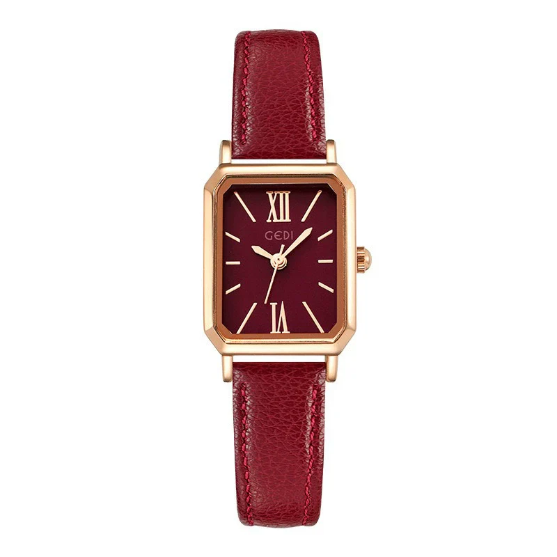 Women's Fashionable Alloy Case Pu Strap Rectangular Dial Rose Gold Buckle Pin Buckle Spiral Crown Watch With Printed Logo And Mineral Reinforced Mirror - Image 10