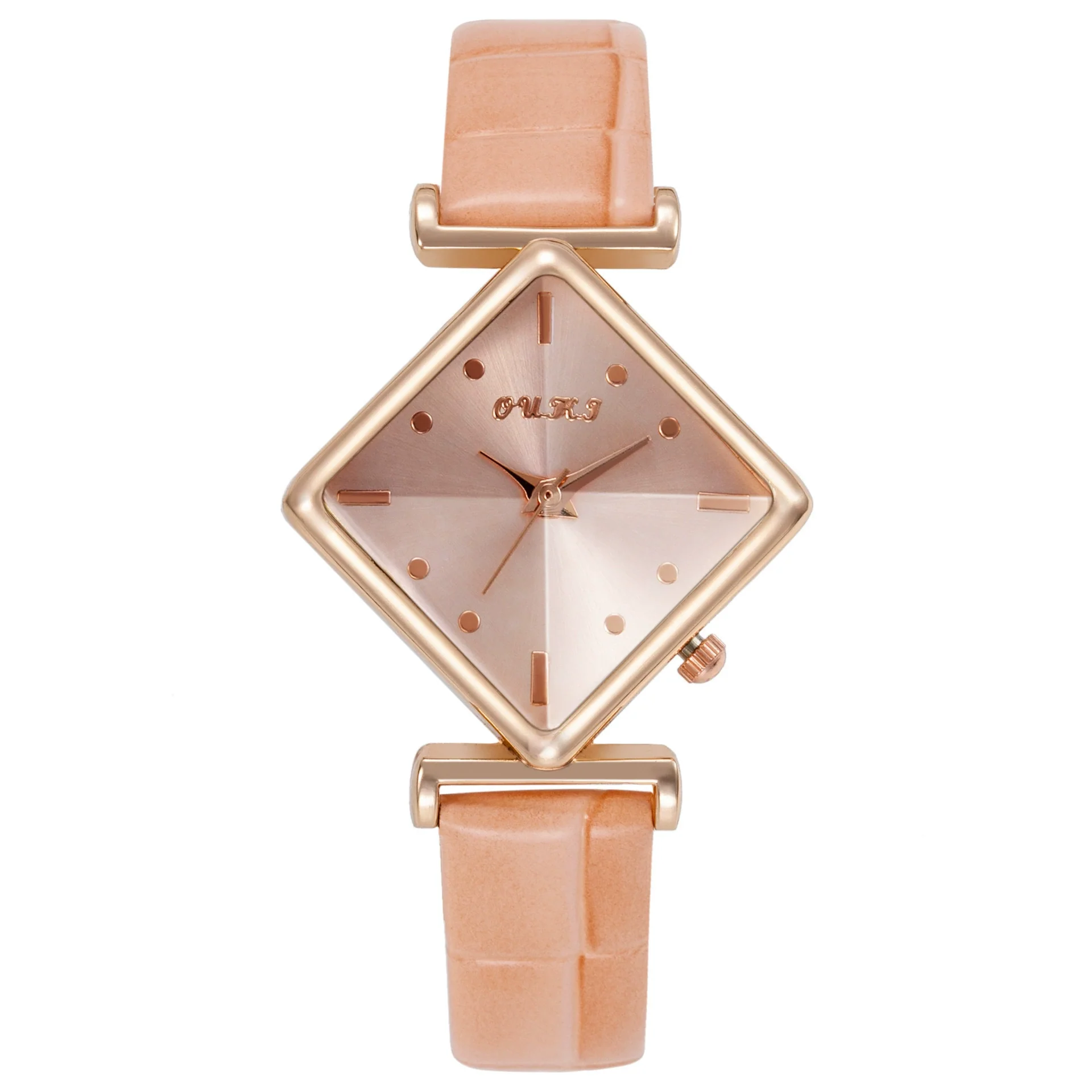 Women's Fashionable Casual Summer Quartz Watch With Alloy Case Imitation Leather Strap Stainless Steel Buckle And Diamond Dial Shape - Image 8