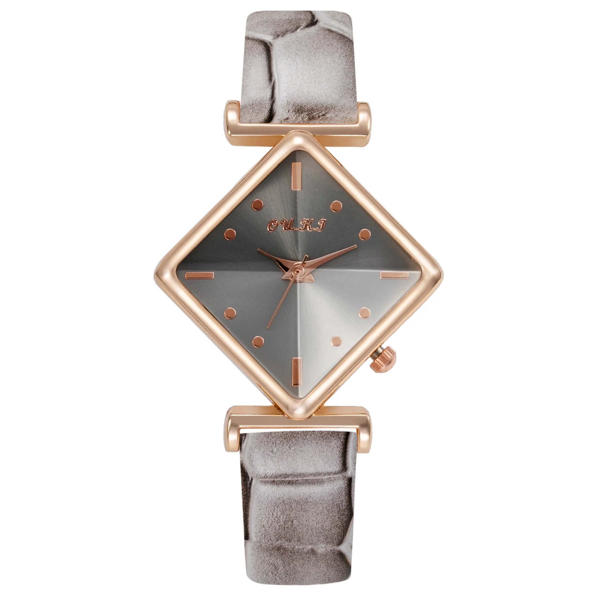 Women's Fashionable Casual Summer Quartz Watch With Alloy Case Imitation Leather Strap Stainless Steel Buckle And Diamond Dial Shape - Image 9
