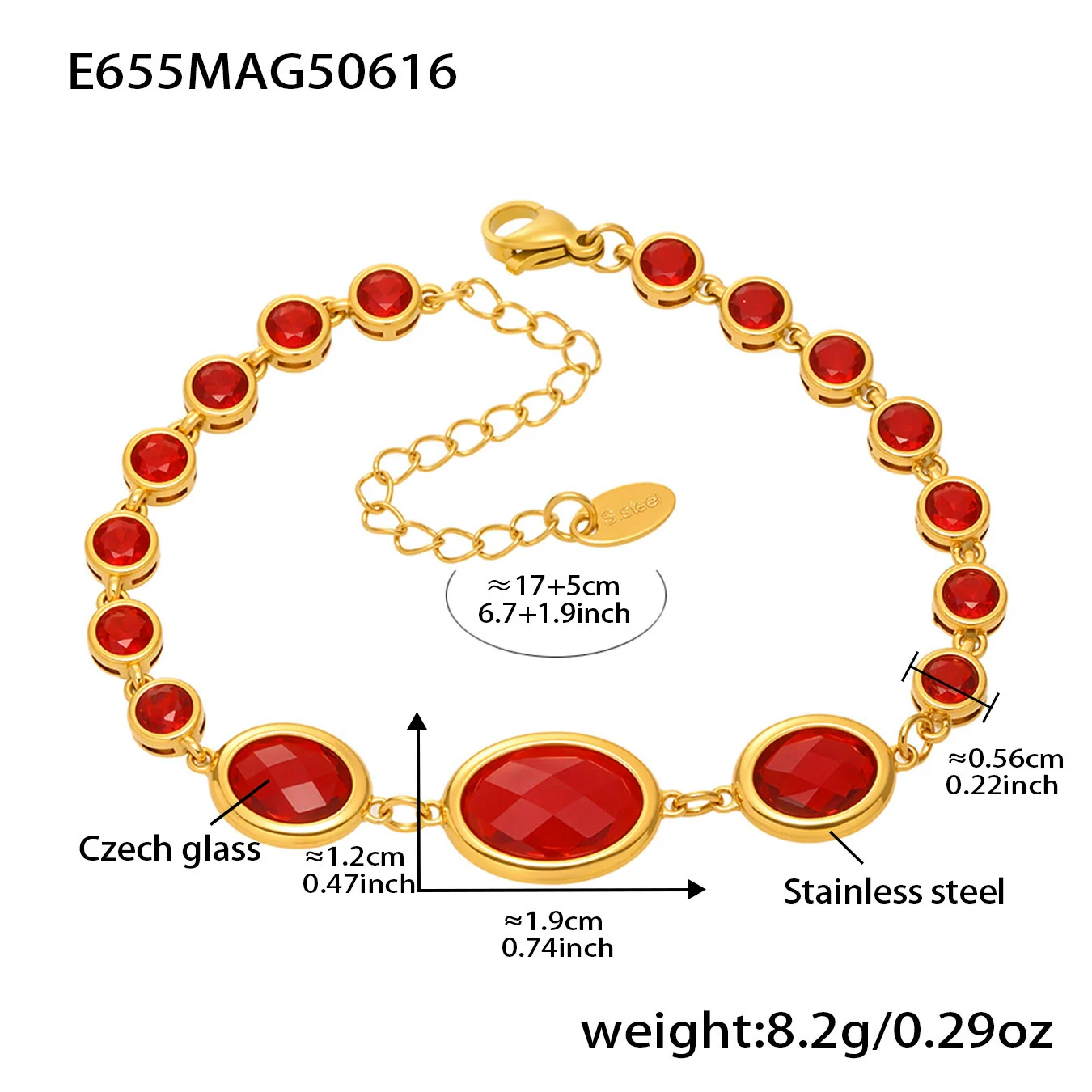 Women's Fashionable Geometric Ferris Wheel Oval Faceted Glass Stone And 5A Zircon Full Diamond Splicing Electroplated Stainless Steel Bracelet - Image 8