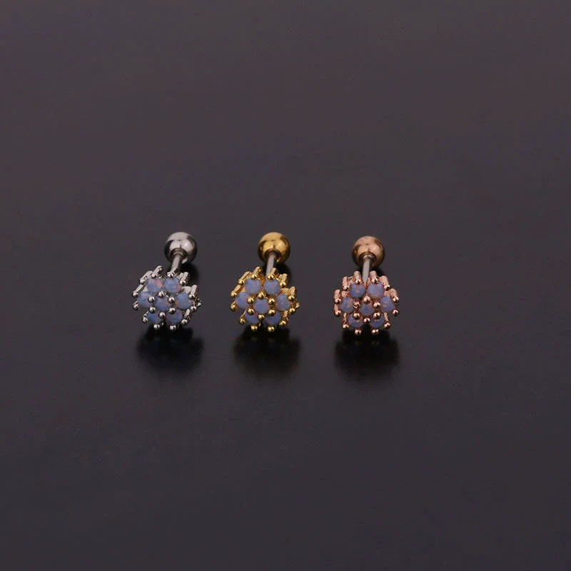Women's Fashionable Metal Earrings With Colorful Zircon And Flower Pattern - Image 2