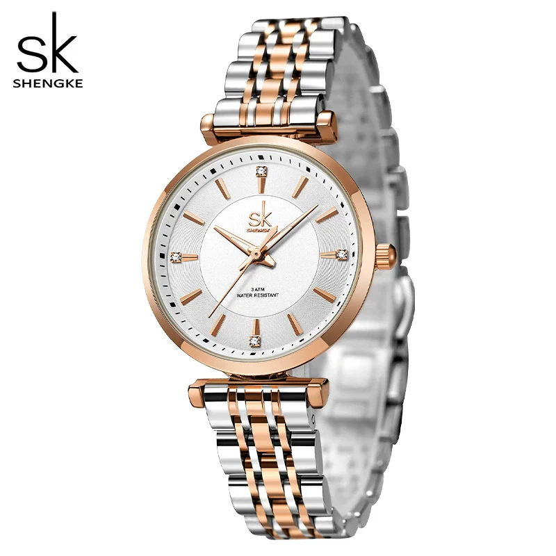 Women's Fashionable Simple Diamondembedded Light Luxury Watch With Steel Belt And Round Dial - Image 5