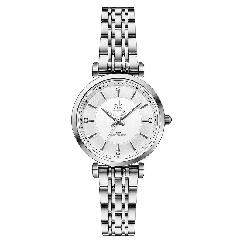 Women's Fashionable Simple Diamondembedded Light Luxury Watch With Steel Belt And Round Dial - Image 7