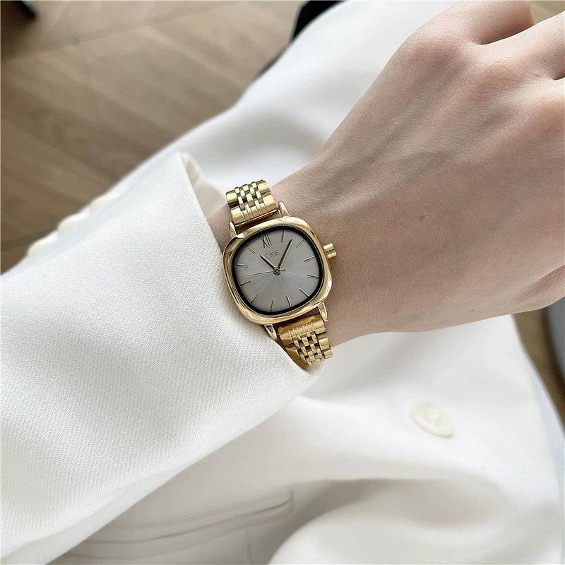 Women's Fashionable Square Alloy Case Ordinary Glass Mirror Steel Belt Watch - Image 4