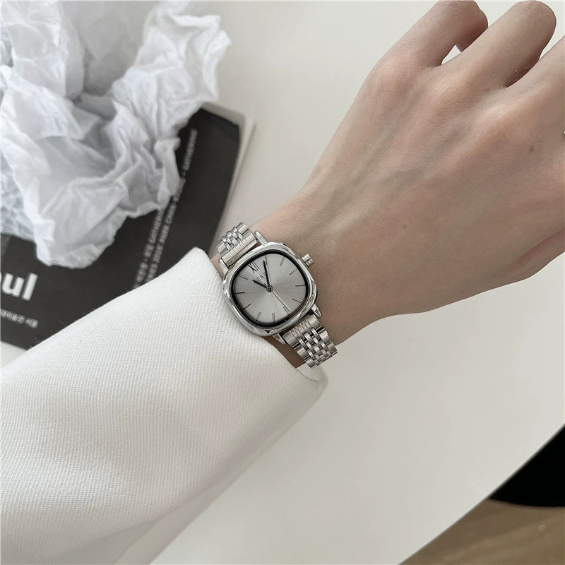Women's Fashionable Square Alloy Case Ordinary Glass Mirror Steel Belt Watch - Image 6