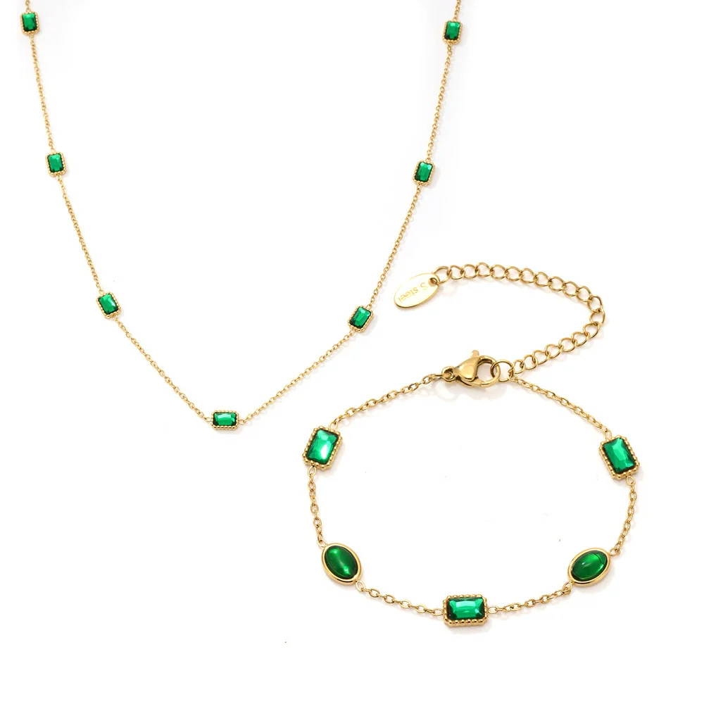 Women's Ferris Wheel Light Luxury Style Stainless Steel Zircon Electroplated Necklace Bracelet Jewelry Set - Image 5