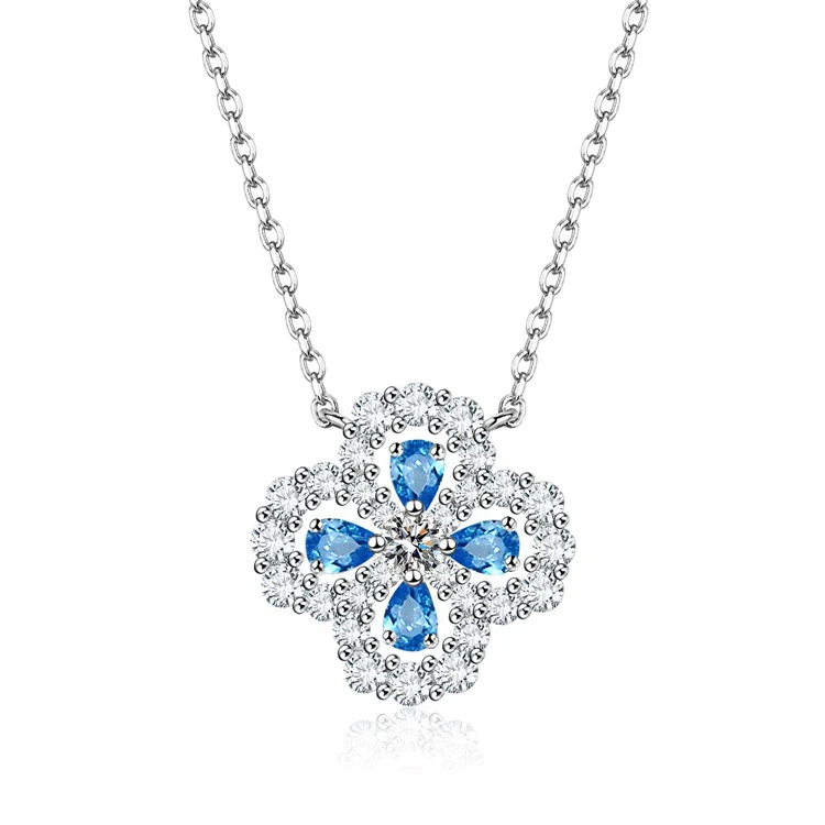 Women's Fourleaf Clover S925 Sterling Silver Ochain Necklace With Yellow Diamond Design And Light Luxury Style - Image 6