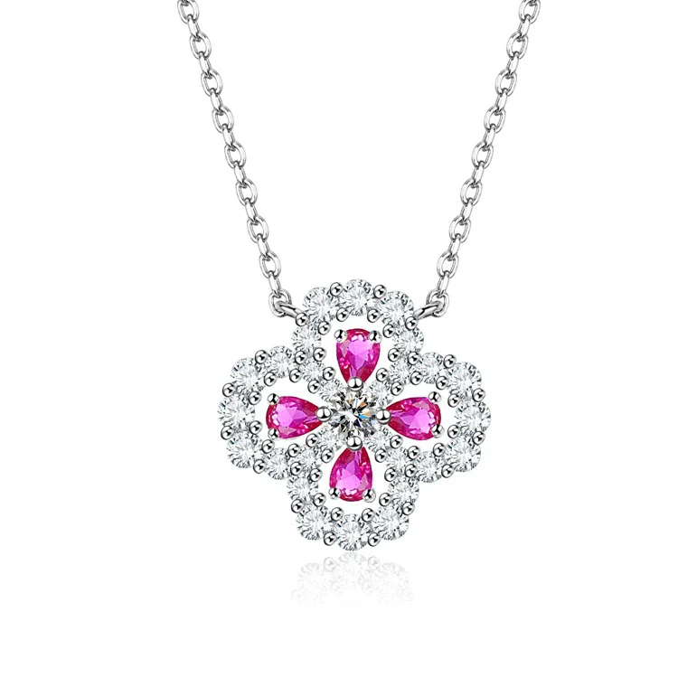 Women's Fourleaf Clover S925 Sterling Silver Ochain Necklace With Yellow Diamond Design And Light Luxury Style - Image 8