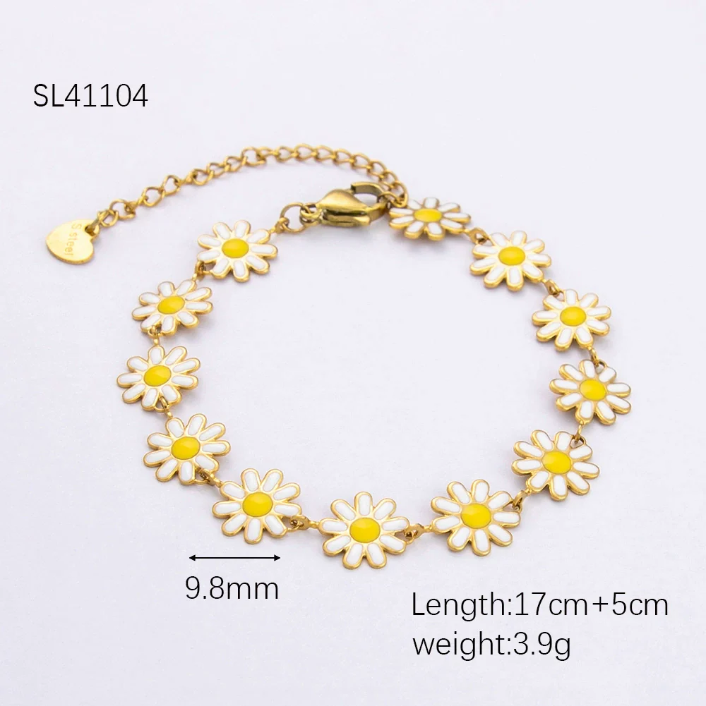 Women's Fresh Flower Stainless Steel And Titanium Steel Electroplated Bracelet - Image 6