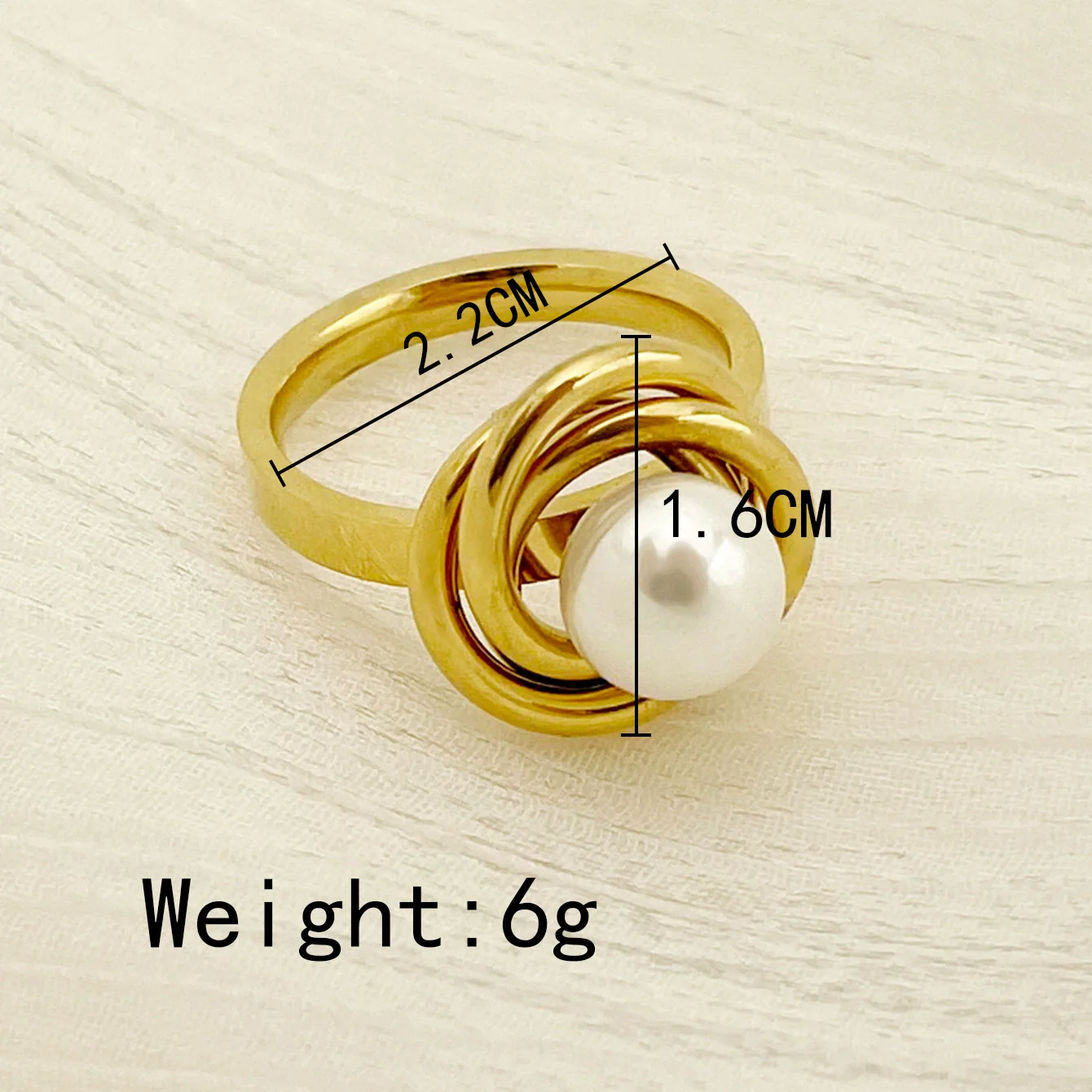 Women's Freshtwined Freshwater Pearl Stainless Steel Ring With Electroplating Design Natural Simple Retro Light Luxury Style - Image 2