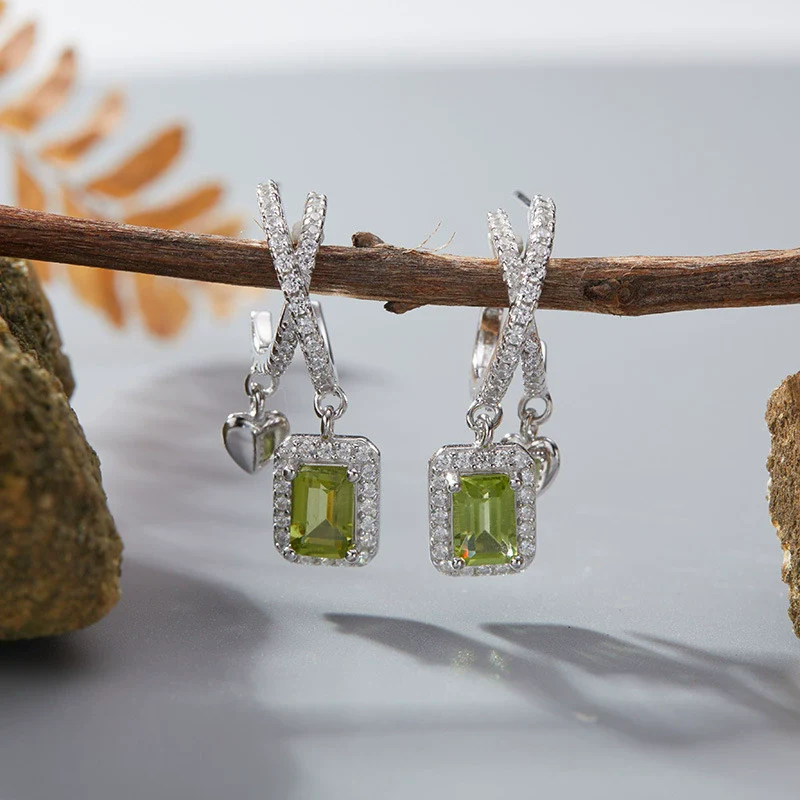 Women's Geometric Crystal And 925 Sterling Silver Ear Studs Set With Gems - Image 11