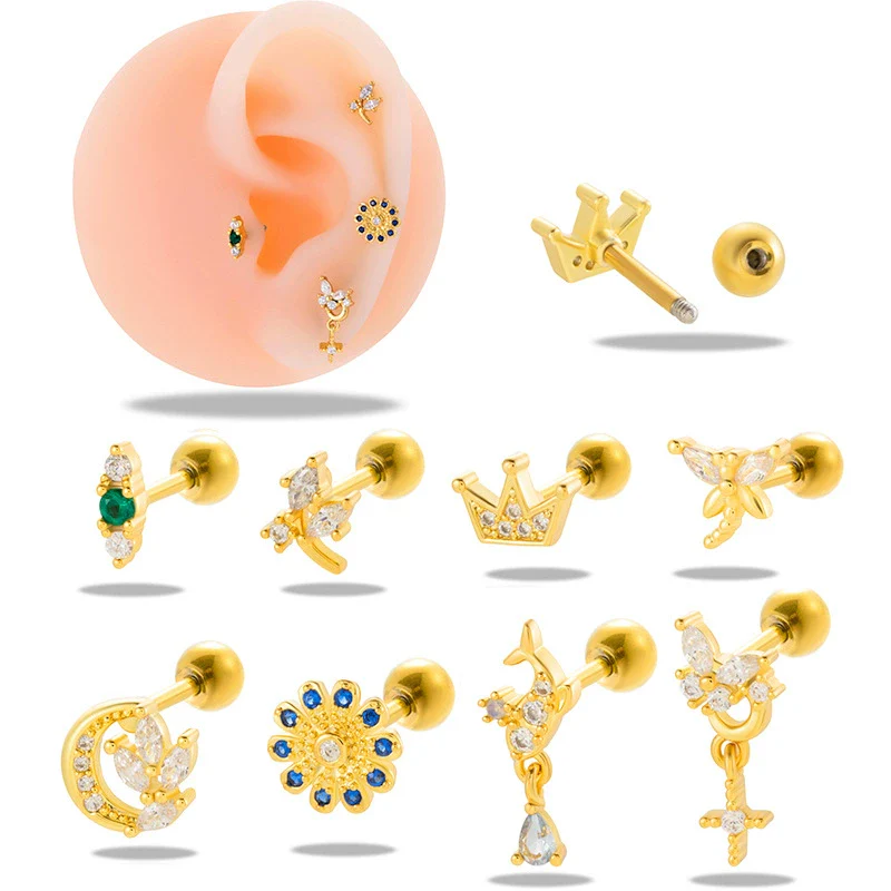 Women's Geometric Metal Titanium Steel Electroplating Piercing Earrings