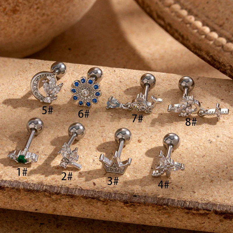 Women's Geometric Metal Titanium Steel Electroplating Piercing Earrings - Image 3