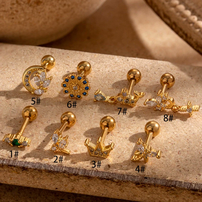 Women's Geometric Metal Titanium Steel Electroplating Piercing Earrings - Image 7