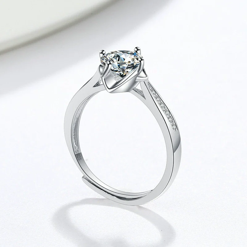 Women's Geometric Moissanite Ring 925 Sterling Silver Electroplated - Image 4
