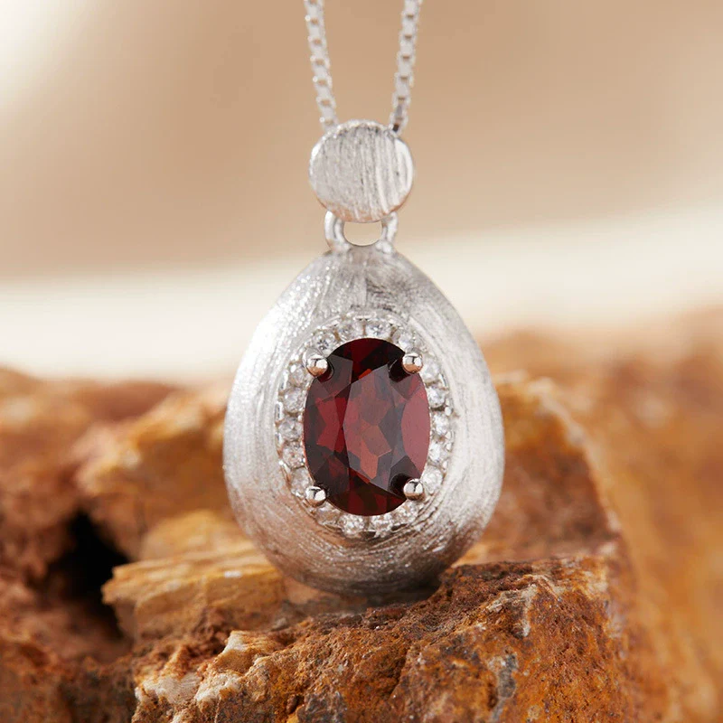 Women's Geometric Natural Amethytetine Pendant Necklace In S925 Sterling Silver With Gem And Crystal Design - Image 12