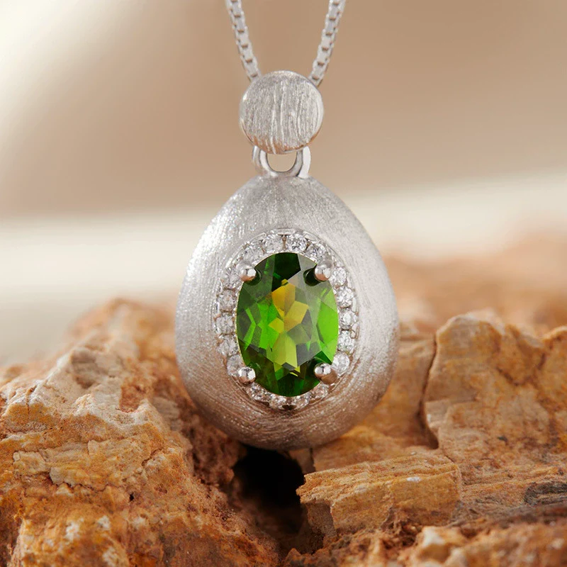 Women's Geometric Natural Amethytetine Pendant Necklace In S925 Sterling Silver With Gem And Crystal Design - Image 16