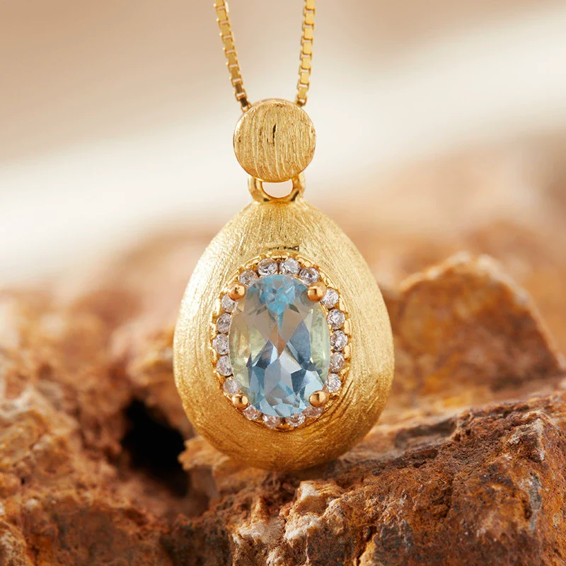 Women's Geometric Natural Amethytetine Pendant Necklace In S925 Sterling Silver With Gem And Crystal Design - Image 4
