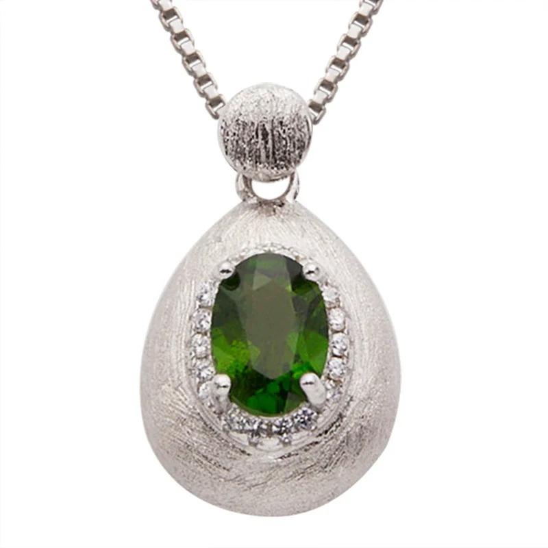 Women's Geometric Natural Amethytetine Pendant Necklace In S925 Sterling Silver With Gem And Crystal Design - Image 5