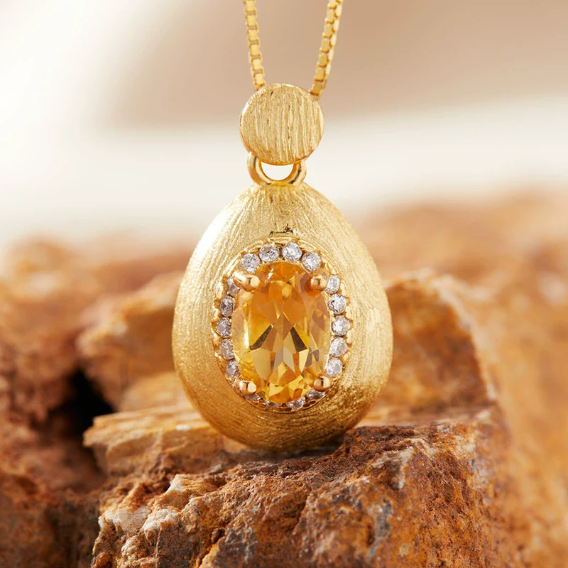 Women's Geometric Natural Amethytetine Pendant Necklace In S925 Sterling Silver With Gem And Crystal Design - Image 6