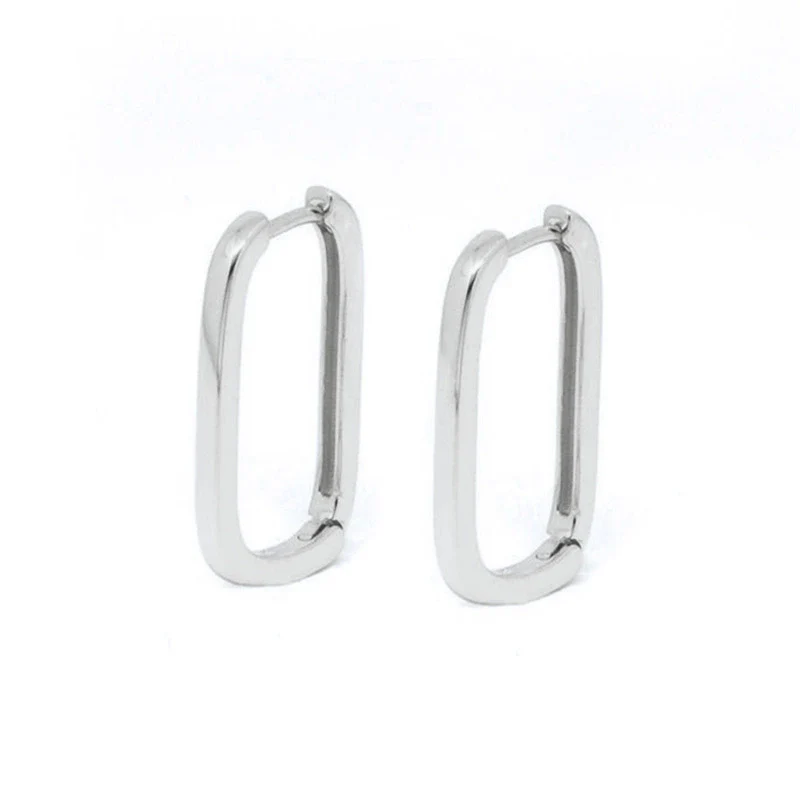 Women's Geometric Rectangular S925 Silver Needle And Copper Ear Buckle Earrings With Electroplating - Image 4