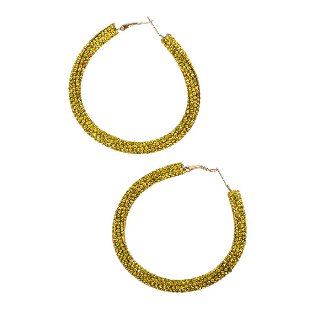 Women's Geometric Rhinestone Large Circle Purely Handmade Earrings - Image 5