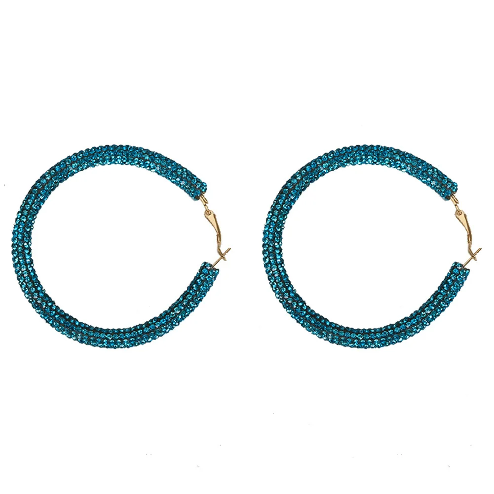 Women's Geometric Rhinestone Large Circle Purely Handmade Earrings - Image 6