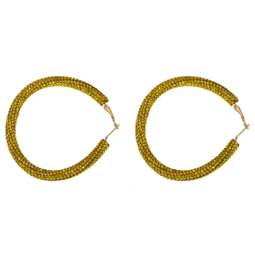 Women's Geometric Rhinestone Large Circle Purely Handmade Earrings - Image 8