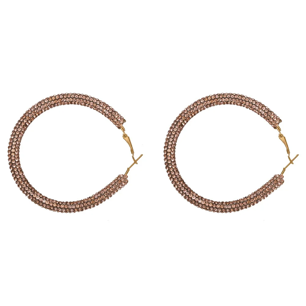 Women's Geometric Rhinestone Large Circle Purely Handmade Earrings - Image 9