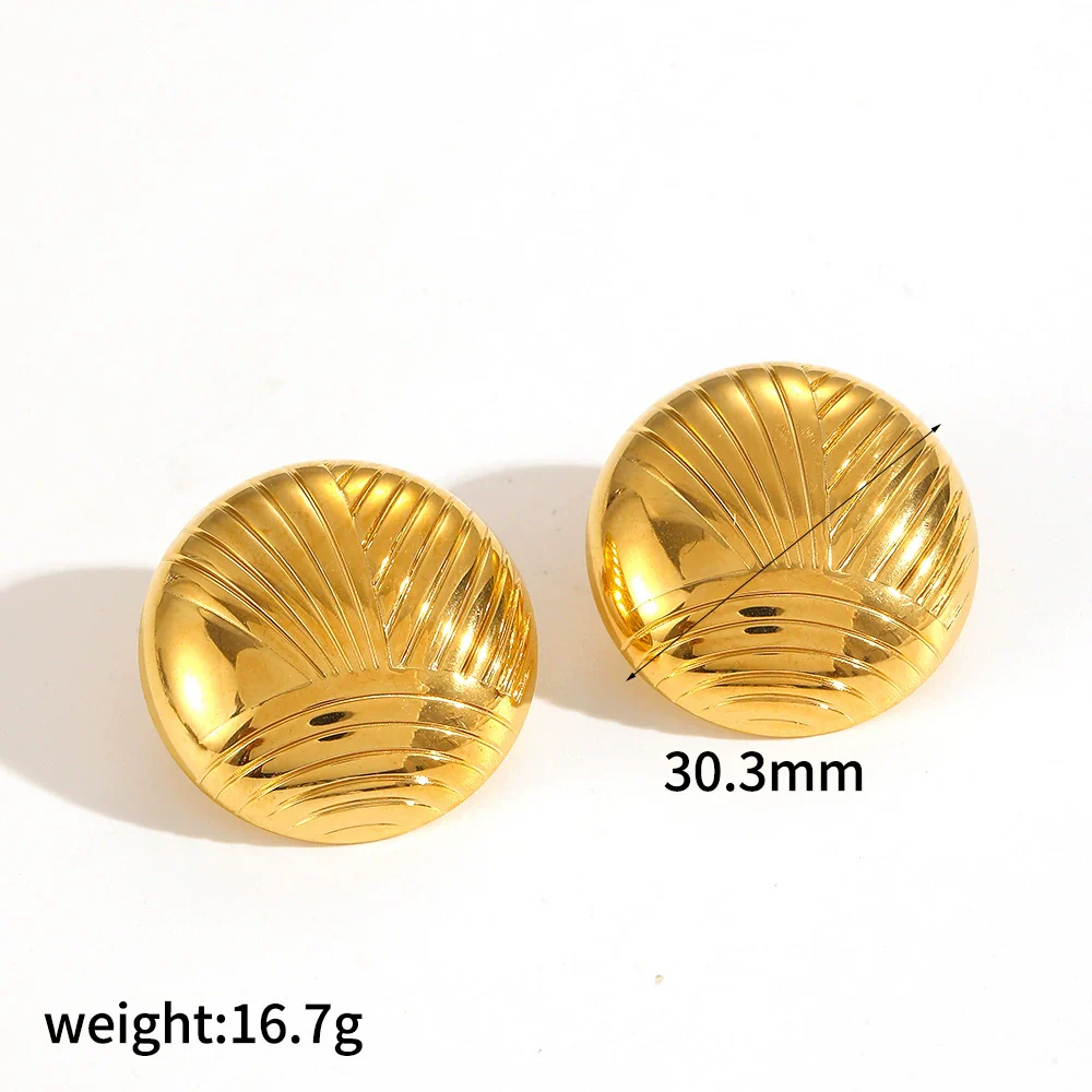 Women's Geometric Round Titanium Steel And Stainless Steel 18K Gold Electroplated Earrings Fashion Simple Design - Image 3