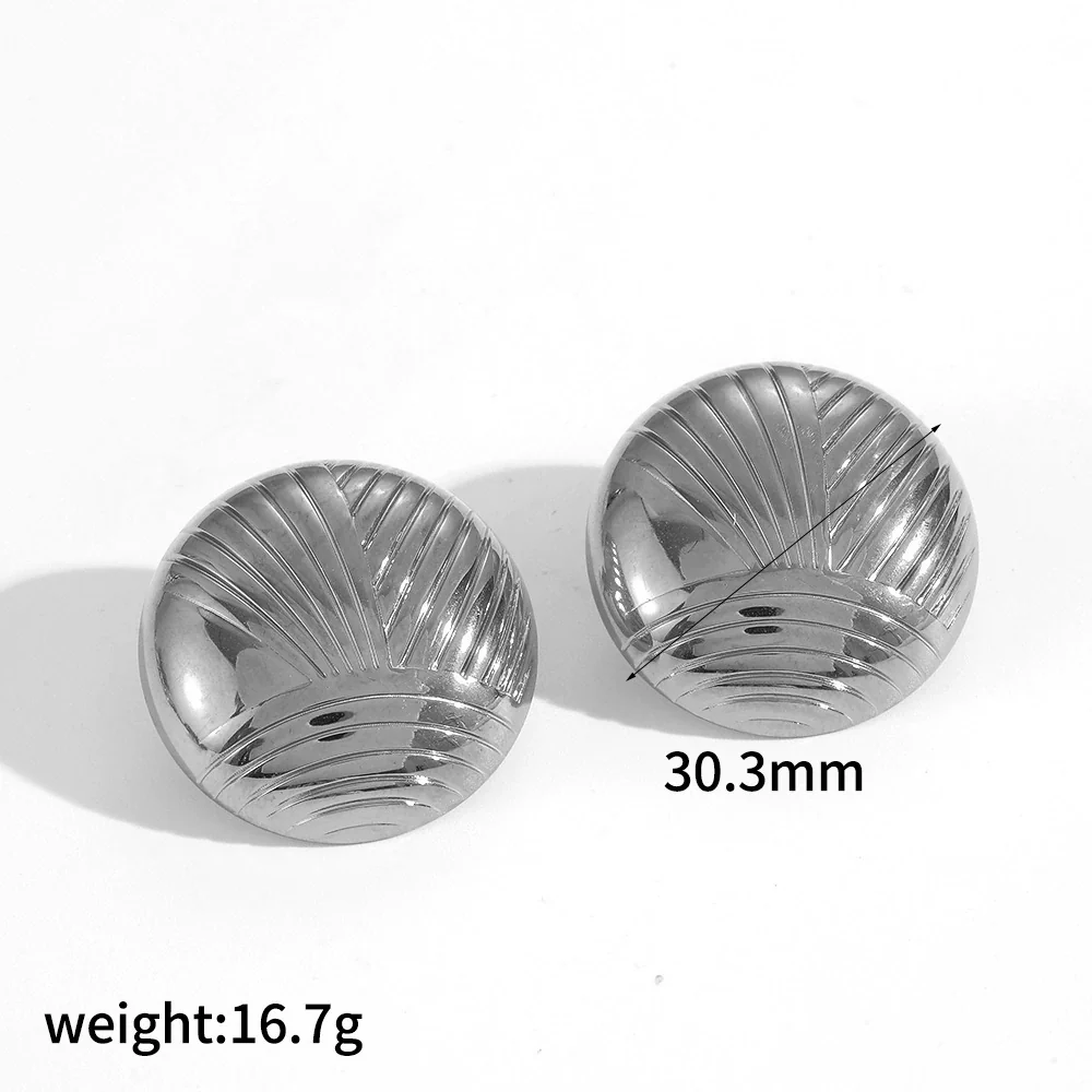 Women's Geometric Round Titanium Steel And Stainless Steel 18K Gold Electroplated Earrings Fashion Simple Design - Image 4