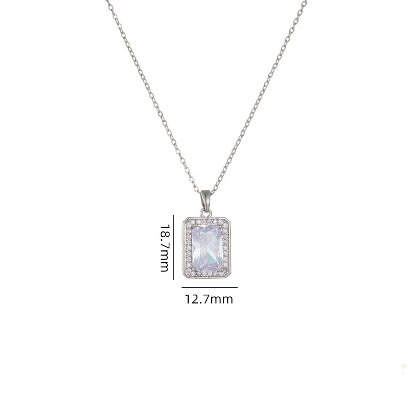 Women's Geometric Square Perfume Bottle Pendant Necklace Copper Titanium Steel Mixed Gem Inlay Electroplating Crystal Zircon - Image 10