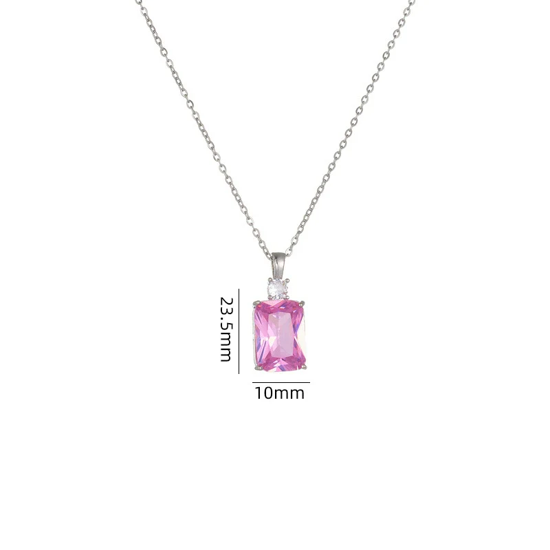 Women's Geometric Square Perfume Bottle Pendant Necklace Copper Titanium Steel Mixed Gem Inlay Electroplating Crystal Zircon - Image 5