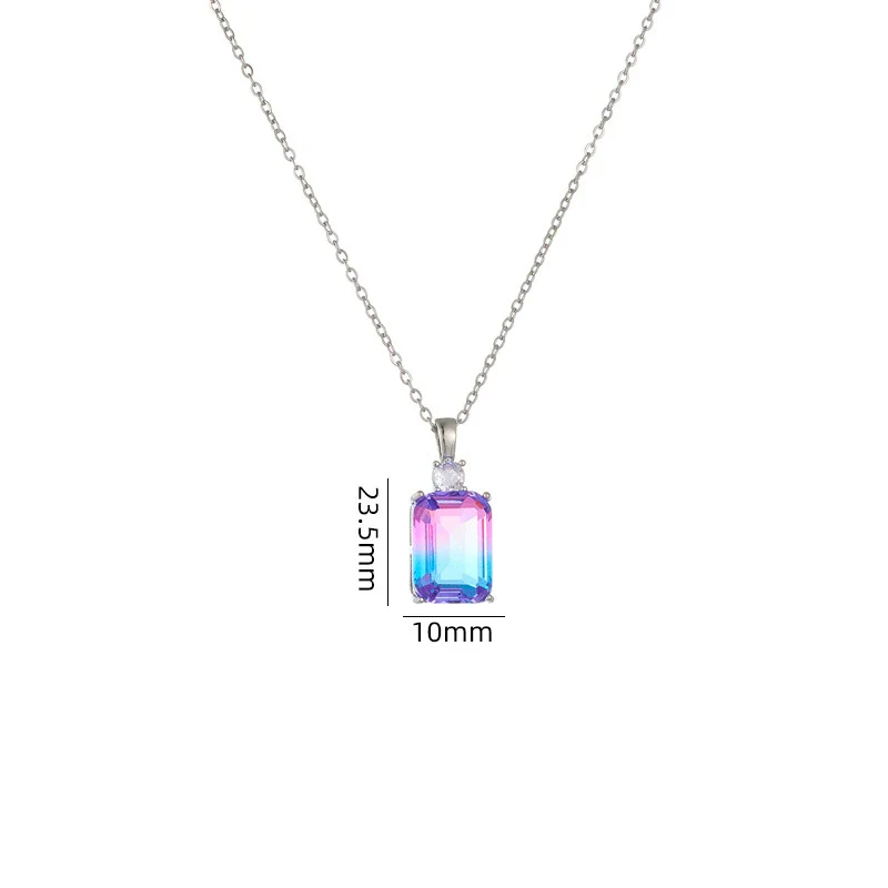 Women's Geometric Square Perfume Bottle Pendant Necklace Copper Titanium Steel Mixed Gem Inlay Electroplating Crystal Zircon - Image 6