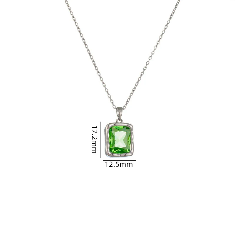 Women's Geometric Square Perfume Bottle Pendant Necklace Copper Titanium Steel Mixed Gem Inlay Electroplating Crystal Zircon - Image 8