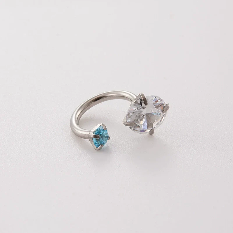 Women's Geometric Titanium Steel Inlaid Zircon Earrings Horseshoe Ring Snail Style - Image 16
