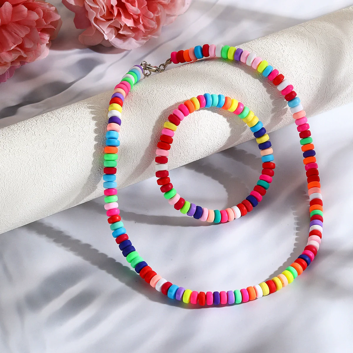 Women's Glass Glaze Organic Glass Ball Chain Geometric Multilayer Beads Necklace With Polishing - Image 4