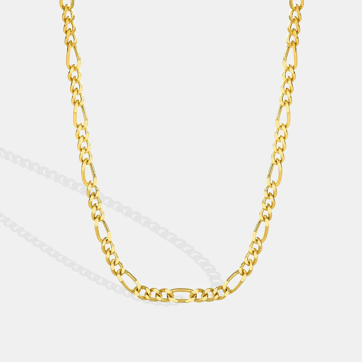 Women's Gold Plated Copper Figaro Chain Necklace Electroplated Cold Style
