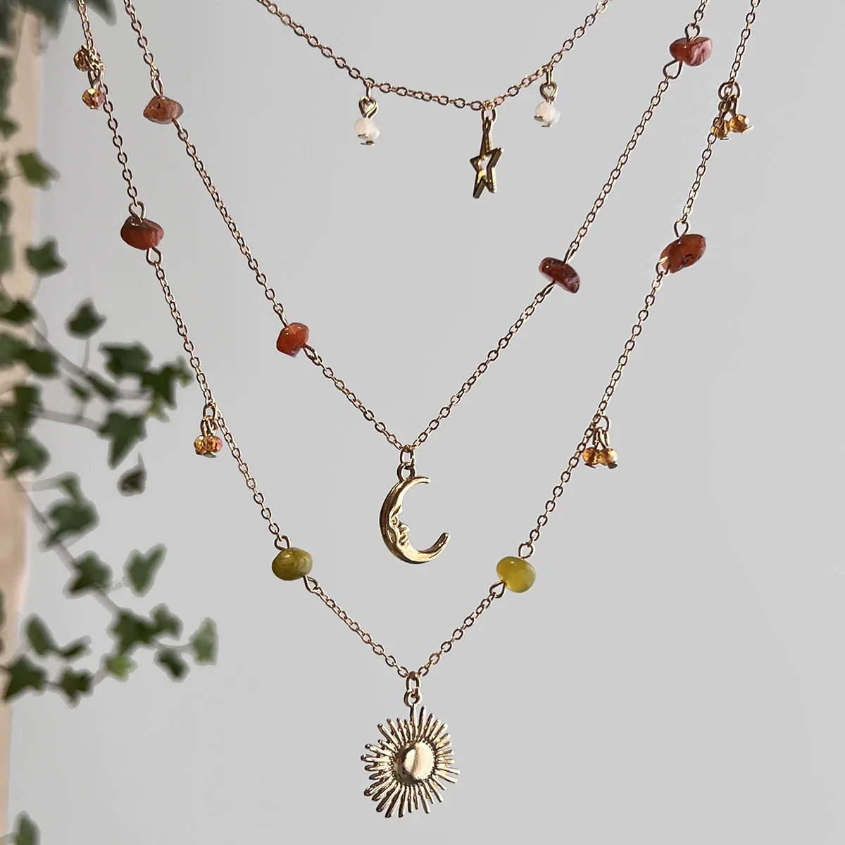 Women's Handmade Alloy Pendant Clavicle Chain Necklace With Gravel Star Geometric Pattern - Image 4