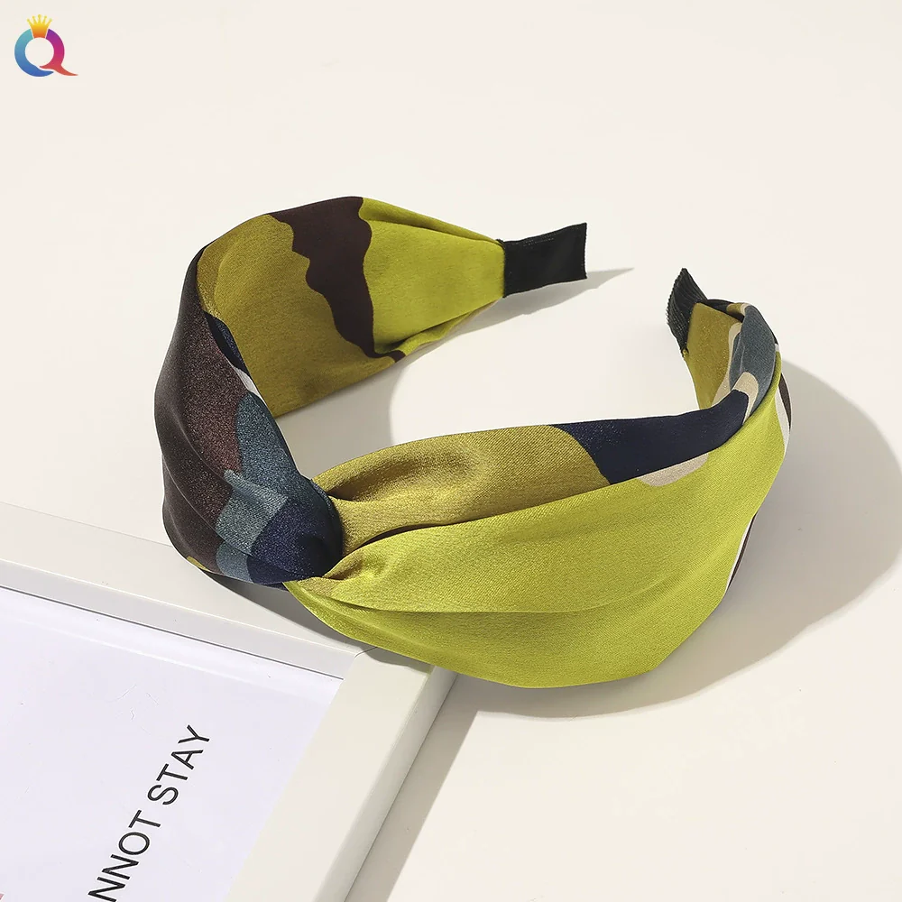 Women's Handmade Cloth Floral Widebrimmed Cross Hairband Hair Accessory With Printing - Image 12
