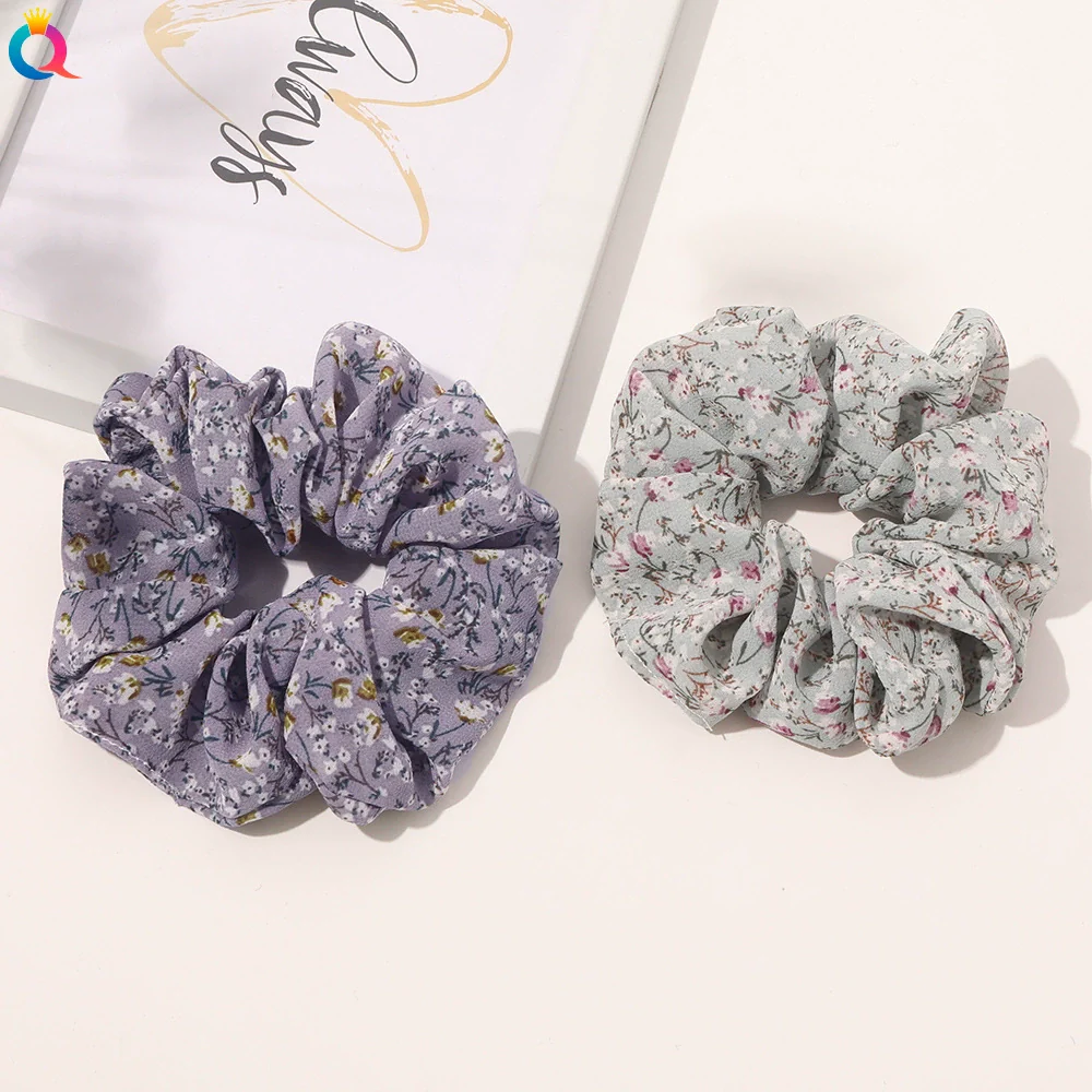Women's Handmade Cloth Plaid Floral Large Intestine And Ball Hair Rings Hair Accessories - Image 2