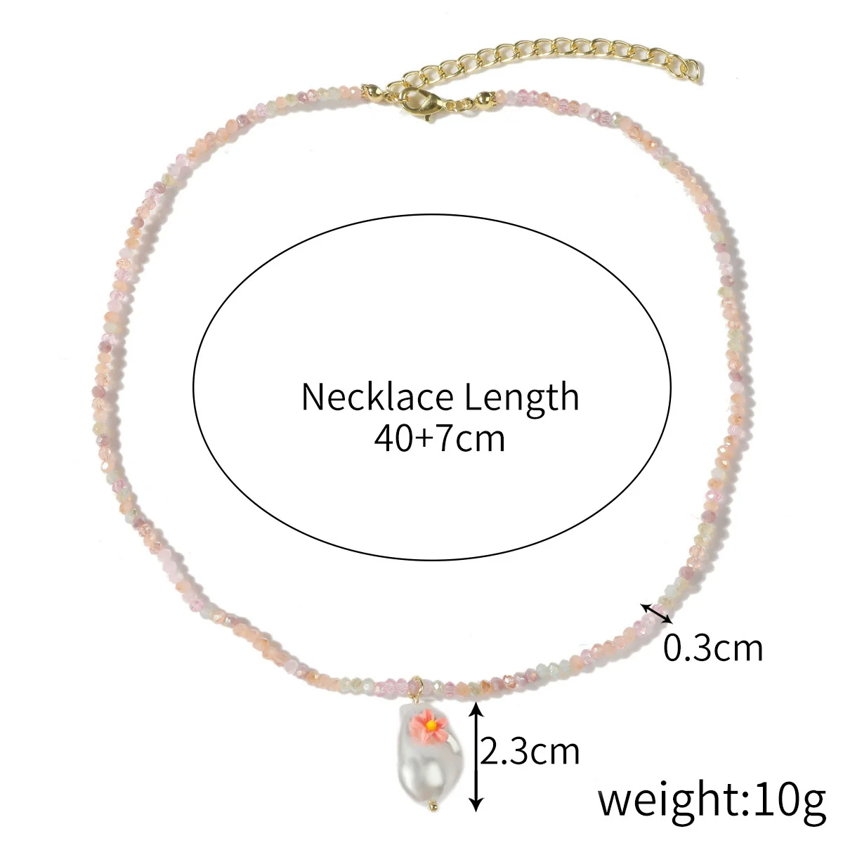 Women's Handmade Crystal And Pearl Beaded Clavicle Chain Necklace With Flower And Geometric Rhombus Pattern - Image 5