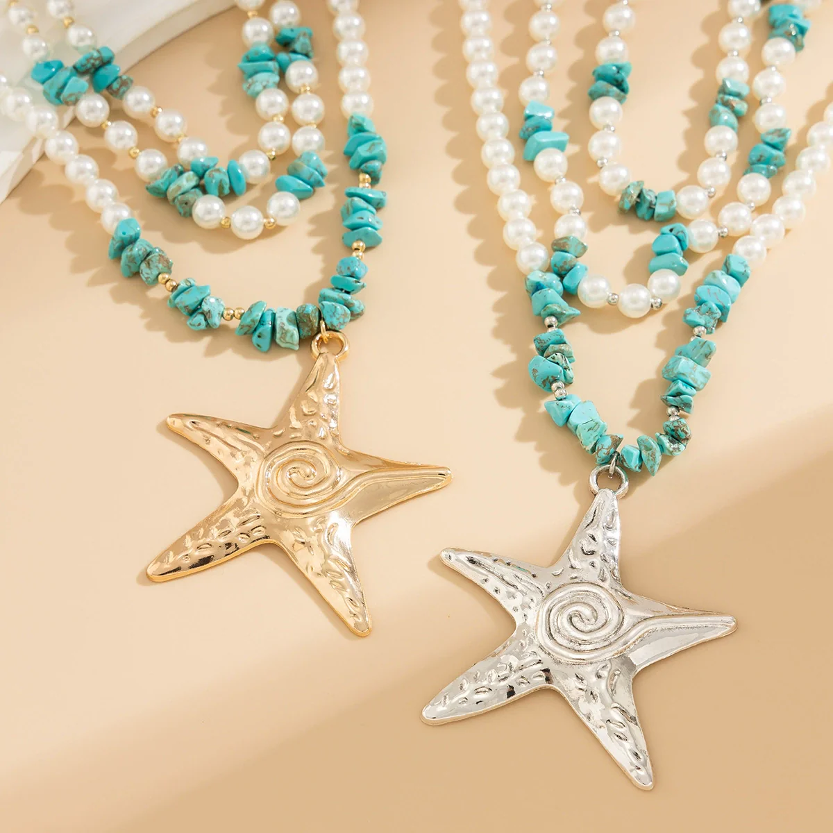 Women's Handmade Exaggerated Starfish Pendant Necklace With Plastic Resin And Alloy Materials - Image 4