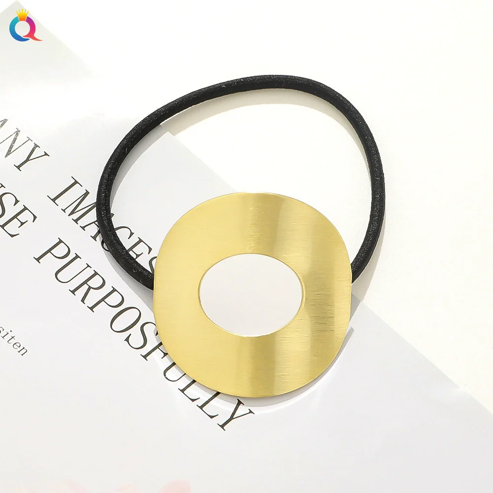 Women's Handmade Geometric Metal Cut Out Towel Hair Accessories Hair Ring Hair Tie - Image 7